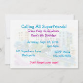 Invitation de superhéros de fille (Dos)