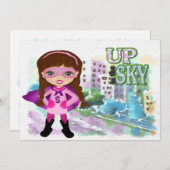 Invitation de superhéros de fille (Devant / Derrière)