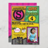 Invitation de superhéros de l'invitation de la (Devant / Derrière)