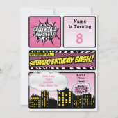 Invitation de superhéros rose (Devant)