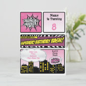 Invitation de superhéros rose (Debout devant)