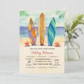 Invitation de surf d'aquarelle (Debout devant)