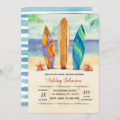 Invitation de surf d'aquarelle (Devant / Derrière)