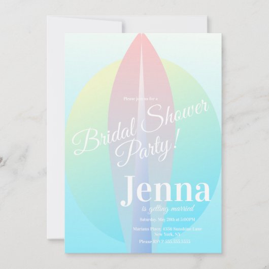 Invitation de Surf sur la Plage de Mariage Rose So (Devant)