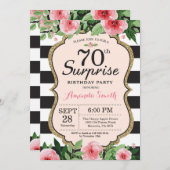 Invitation de surprise 70e anniversaire Femmes flo (Devant / Derrière)