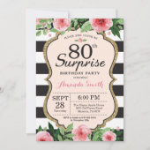 Invitation de surprise 80e anniversaire Femmes flo (Devant)