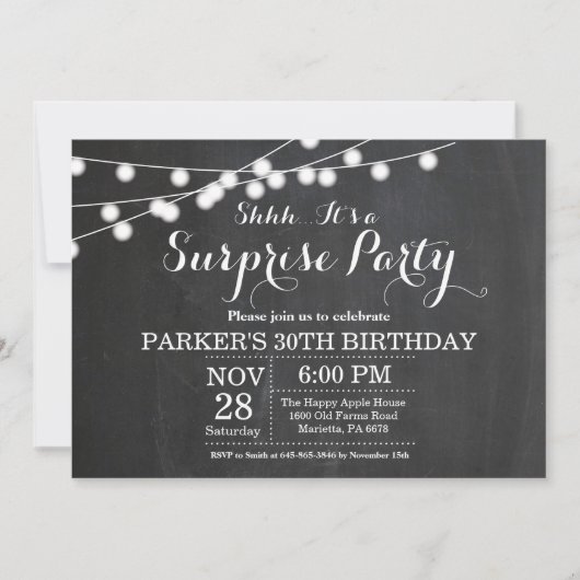 Invitation de surprise d'anniversaire 30 ans Table (Devant)