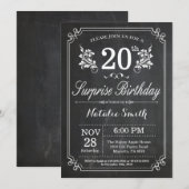 Invitation de surprise d'anniversaire de 20 ans su (Devant / Derrière)