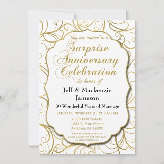 Invitation de surprise d'anniversaire de mariage T (Devant)