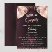 Invitation de surprise d'anniversaire rose gold po (Devant / Derrière)