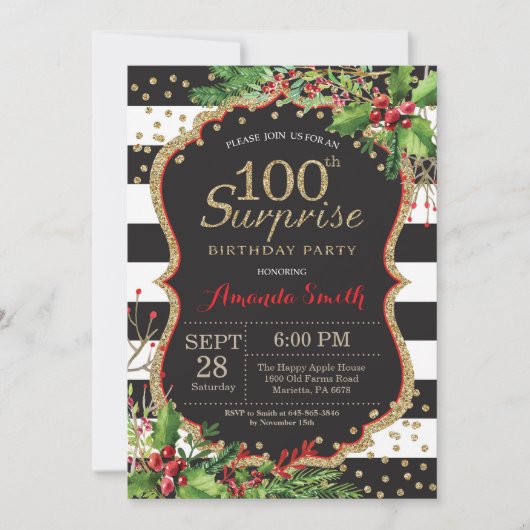 Invitation de surprise pour les 100 ans Noël Or (Devant)