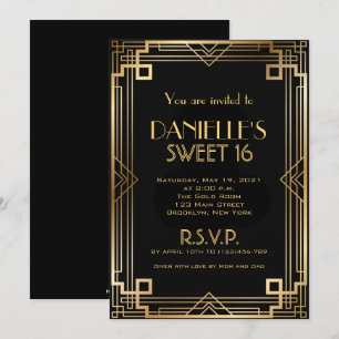 Invitation de Sweet 16 Art Déco inspirée du Gatsby