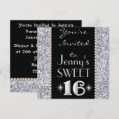 Invitation de SWEET 16 Chic & Bling Party (Devant / Derrière)