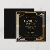 Invitation de Sweet 16 inspirée de Gatsby dans le  (Devant / Derrière)