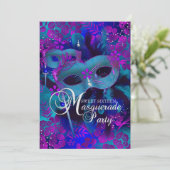 Invitation de Sweet 16 Mascarade Florale Violette  (Debout devant)