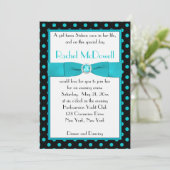 Invitation de Sweet sixteen à points de Polka Noir (Debout devant)