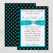 Invitation de Sweet sixteen à points de Polka Noir (Devant / Derrière)