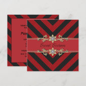 Invitation de Sweet sixteen de bande noire rouge (Devant / Derrière)