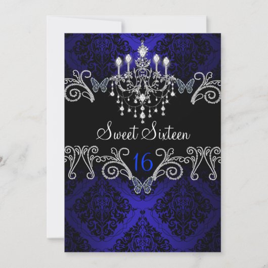 Invitation de Sweet sixteen de Damas et papillon b (Devant)