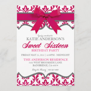 Invitation de sweet sixteen de damassé de parties