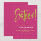 Invitation de Sweet sixteen de  de script en or ro (Devant / Derrière)