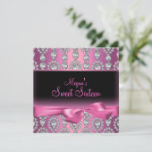 Invitation de Sweet sixteen de diamant rose & Bow (Debout devant)