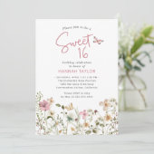Invitation de Sweet sixteen de Fleur sauvage rose (Debout devant)