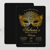 Invitation de sweet sixteen de mascarade de masque (Devant / Derrière)
