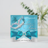 Invitation de Sweet sixteen de mascarade Turquoise (Debout devant)