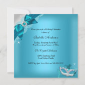 Invitation de Sweet sixteen de mascarade Turquoise (Dos)