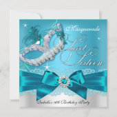 Invitation de Sweet sixteen de mascarade Turquoise (Devant)