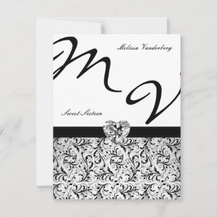 invitation de Sweet sixteen de monogramme noir et 