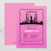 Invitation de sweet sixteen de New York (Devant / Derrière)