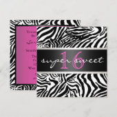 Invitation de sweet sixteen de zèbre (Devant / Derrière)