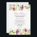 Invitation de Sweet sixteen élégant à la florale v<br><div class="desc">Purple Floral Elegant Sweet sixteen Invitation Aquarelle Design Collection correspondante à Niche et Nest store. Nous avons utilisé des oeuvres d'art de : www.CreateTheCut.com</div>