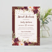 Invitation de Sweet sixteen floral bourguignon (Debout devant)