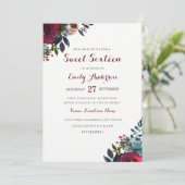 Invitation de Sweet sixteen Floral d'aquarelle Bou (Debout devant)