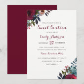 Invitation de Sweet sixteen Floral d'aquarelle Bou (Devant / Derrière)