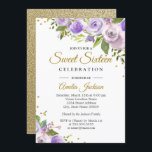 Invitation de Sweet sixteen Floral Purple Gold Spa<br><div class="desc">Plus joli Sweet sixteen floral Invitations dans le Little Bayleigh Store!</div>