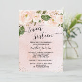 Invitation de Sweet sixteen Floral Rose rose (Debout devant)