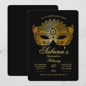 Invitation de Sweet sixteen Mascarade Masquate d'o (Devant / Derrière)