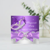 Invitation de Sweet sixteen masqué pourpre Bow (Debout devant)