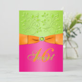 Invitation de Sweet sixteen rose, orange et vert (Debout devant)