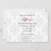 Invitation de Sweet sixteen rouge damassé (Dos)