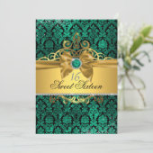 Invitation de Sweet sixteen Turquoise or Damask (Debout devant)