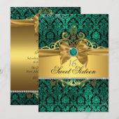 Invitation de Sweet sixteen Turquoise or Damask (Devant / Derrière)