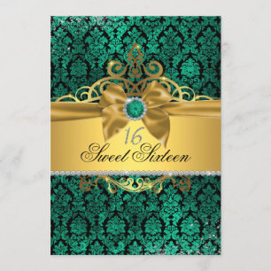Invitation de Sweet sixteen Turquoise or Damask