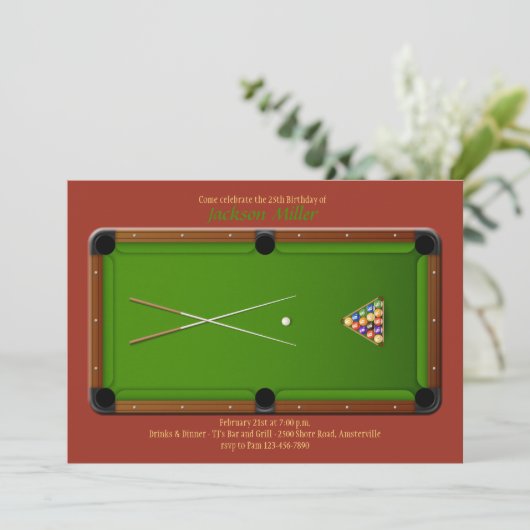 Invitation de table de billard (Debout devant)