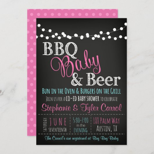 Invitation de tableau de bébé de BBQ de baby (Devant / Derrière)