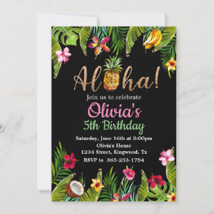 Invitation de tableau de bord tropical d'Aloha